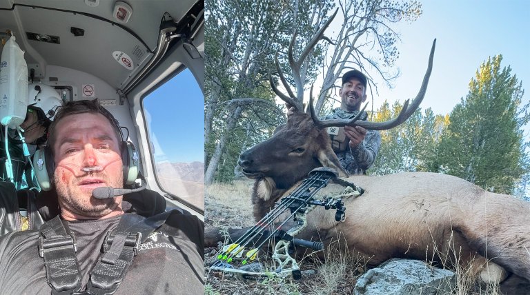 an elk hunter was life flighted after cutting himself with a knife